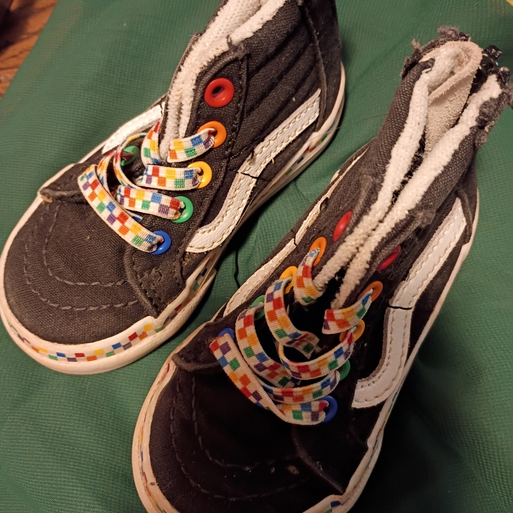 Vans Kids Black Sneakers with Multicolor Laces